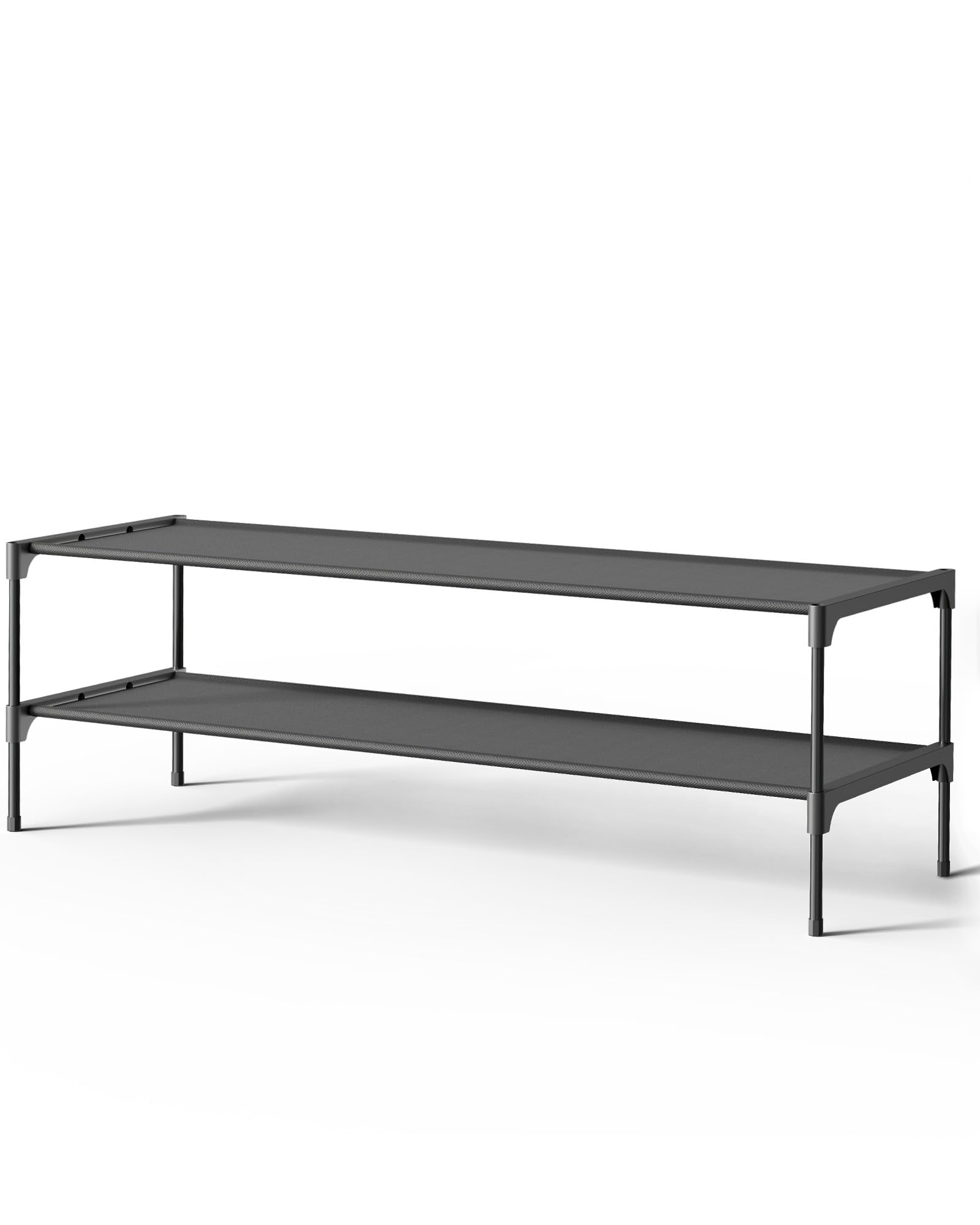 Kitsure Shoe Rack - Non-Woven Shoe Rack Shelf, Shoe Organizer for Closet, Entryway, Garage & Corridor, Stackable Shoe Shelves, 27.5" Wide - 3 Tier, Black