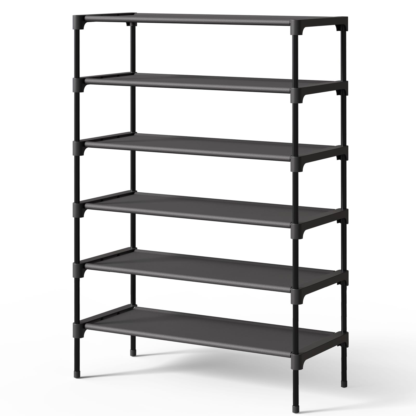 Kitsure Shoe Rack - Non-Woven Shoe Rack Shelf, Shoe Organizer for Closet, Entryway, Garage & Corridor, Stackable Shoe Shelves, 27.5" Wide - 3 Tier, Black