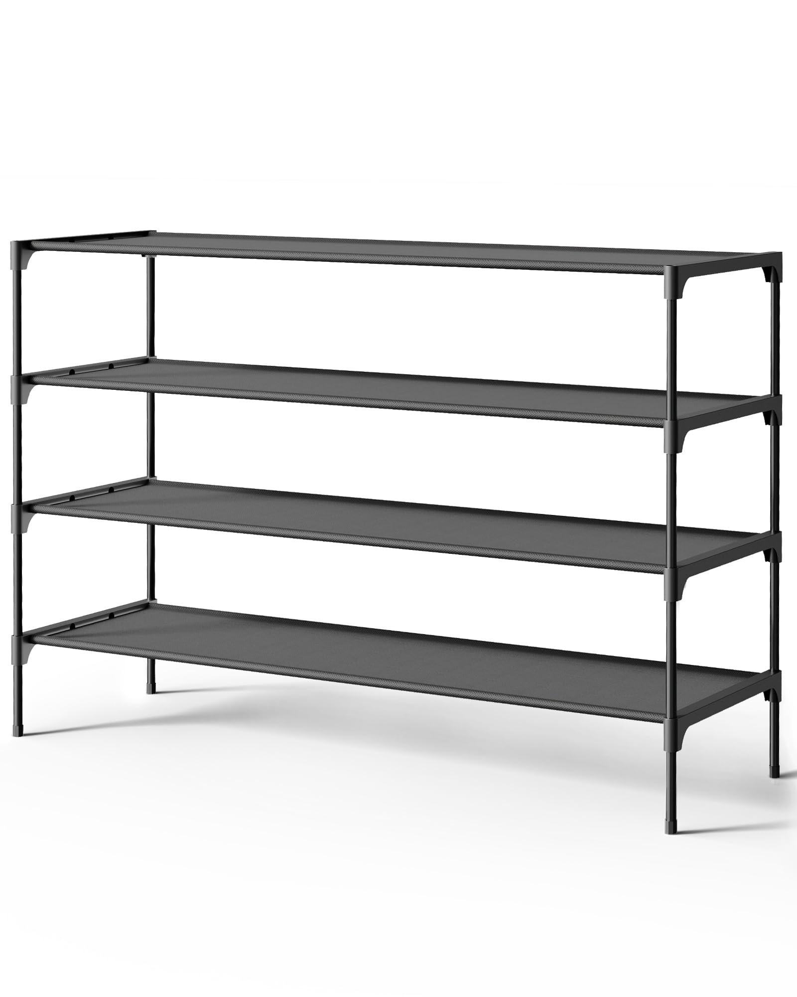 Kitsure Shoe Rack - Non-Woven Shoe Rack Shelf, Shoe Organizer for Closet, Entryway, Garage & Corridor, Stackable Shoe Shelves, 27.5" Wide - 3 Tier, Black