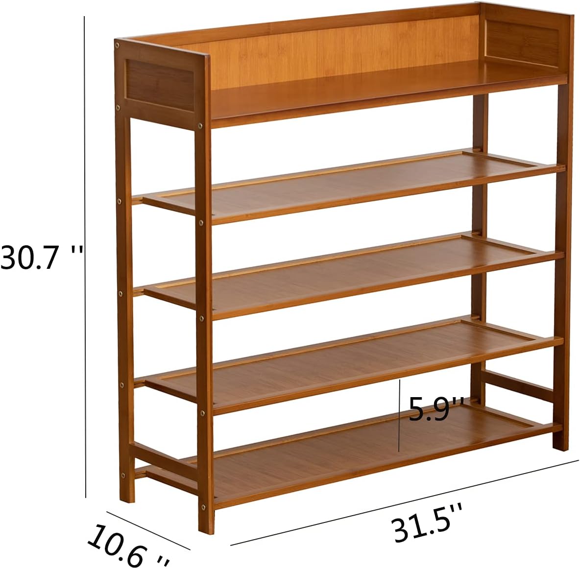 Shoe Rack Organizer, 5 Tier Bamboo Shoe Rack for Entryway, Front Door for Entryway,Closet and Bedroom Storage, Shoe Shelf（Brown）