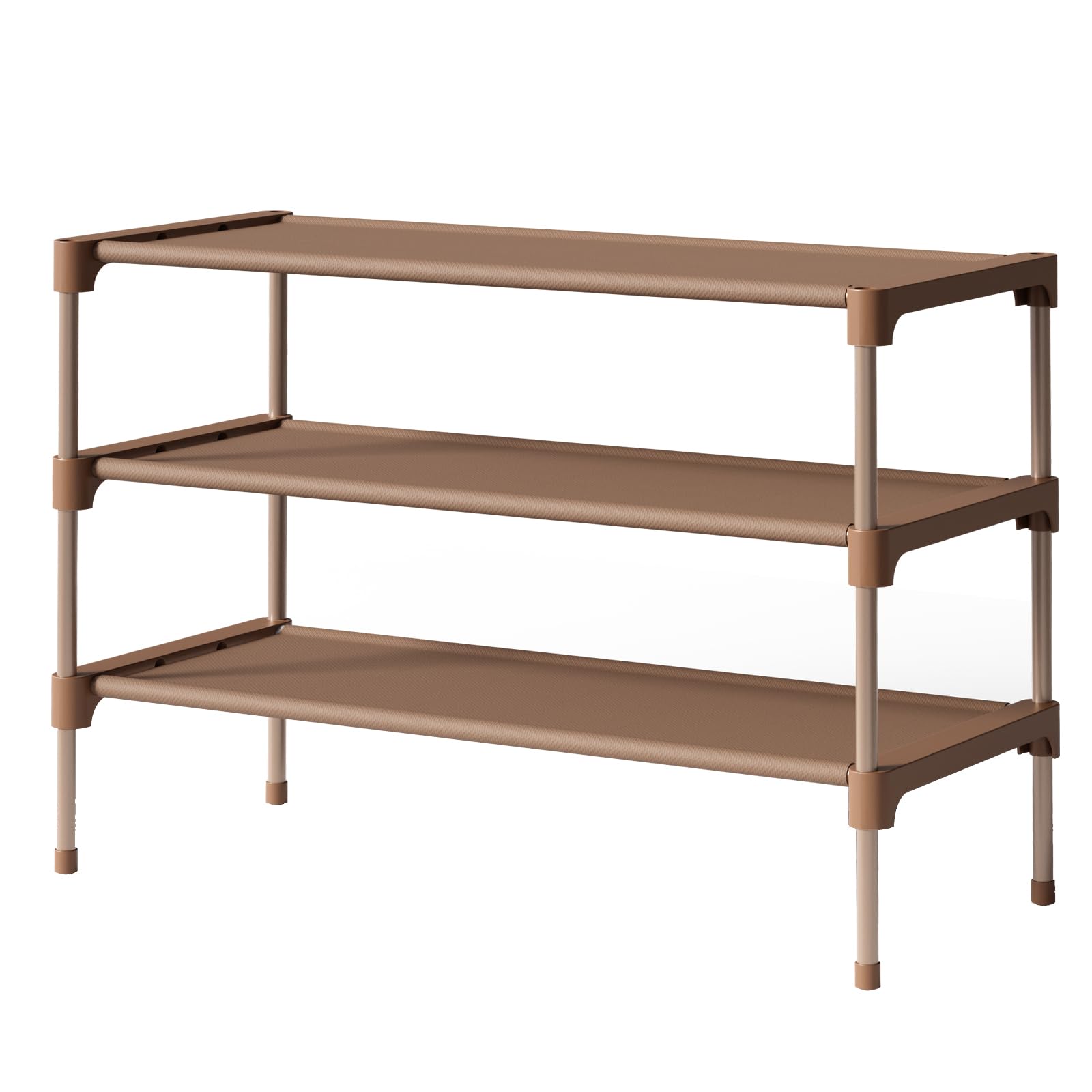 Kitsure Shoe Rack - Non-Woven Shoe Rack Shelf, Shoe Organizer for Closet, Entryway, Garage & Corridor, Stackable Shoe Shelves, 27.5" Wide - 3 Tier, Black