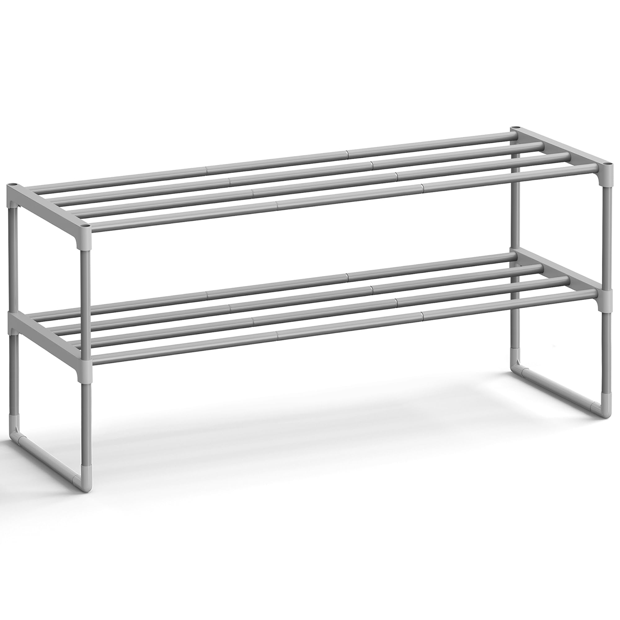 SONGMICS Shoe Rack, 4-Tier Shoe Organizer, Metal Storage Shelf, Upright or Upside Down, for 20-25 Pairs, Stackable, for Entryway, 11.8 x 36.2 x 29.1 Inches, Black ULSA14BK