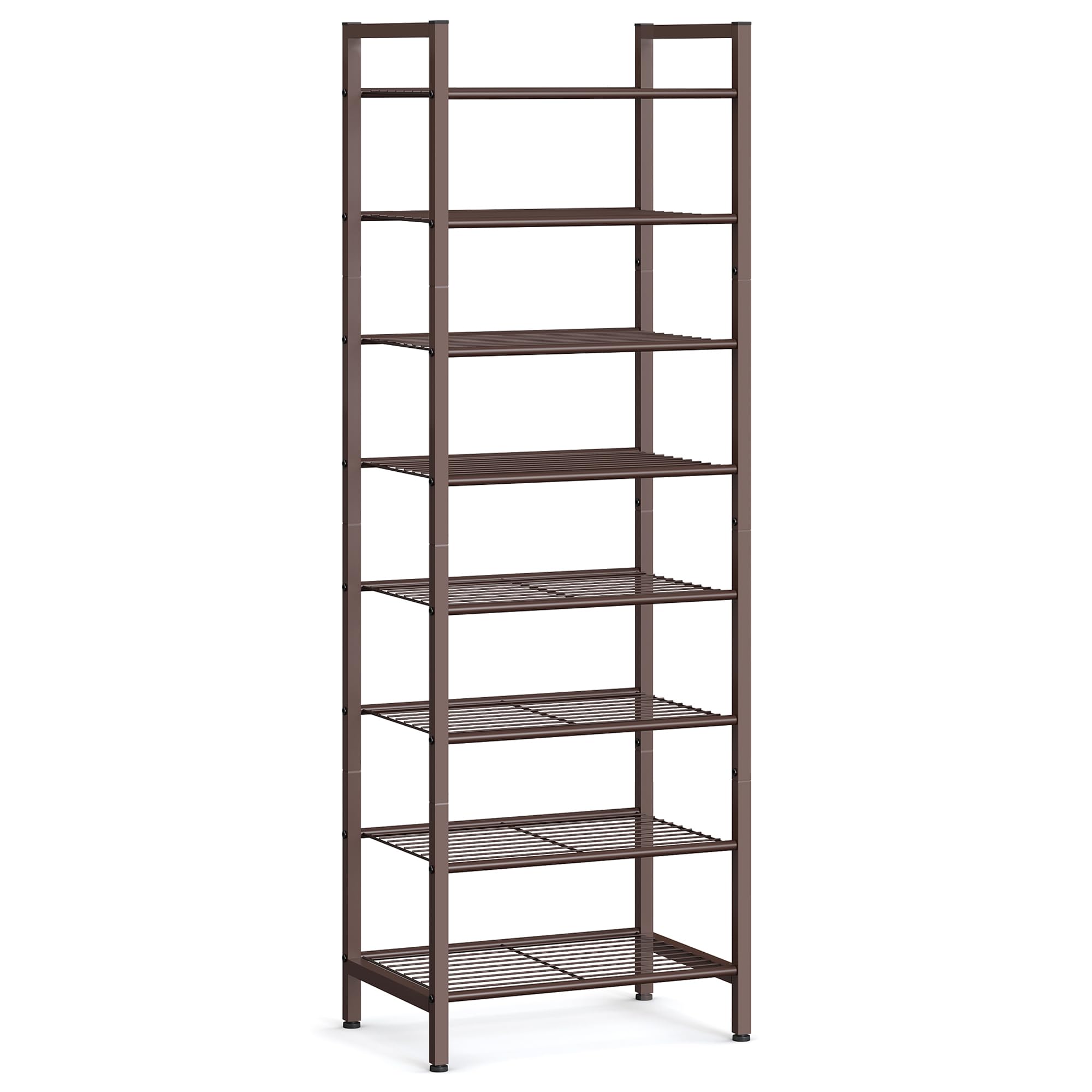 SONGMICS Narrow Shoe Rack, Sturdy 8 Tier Metal Tall Shoe Rack Shelf, Slim Shoe Storage Organizer for Closet Entryway Small Spaces, Vertical Shoe Stand Tower for 18 Pairs Shoes, Easy Assembly, Black