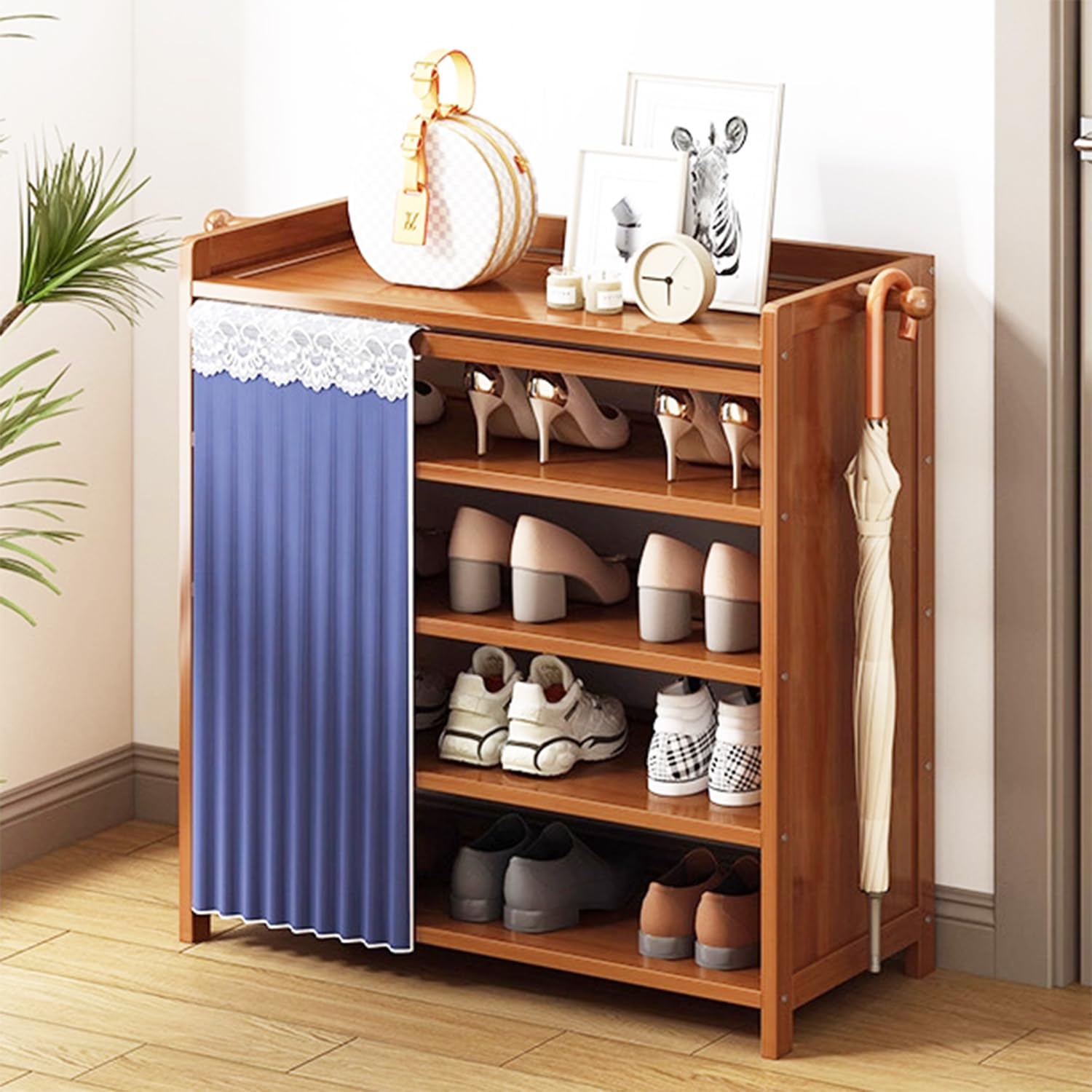 4-Tier Shoe Rack Bamboo Shoe Organizer Free Standing Shoe Storage for Entryway, Closet, Hallway, Bathroom and Living Room, Natural