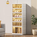 SYNCVIBE Collapsible Shoe Rack Organizer 9 Tiers-36 Pairs Foldable Shoe Cabinet with Doors, Large Plastic Folding Shoe Cabinet, Easy Assembly Shoe Shelves Organizer for Entryway, Living Room
