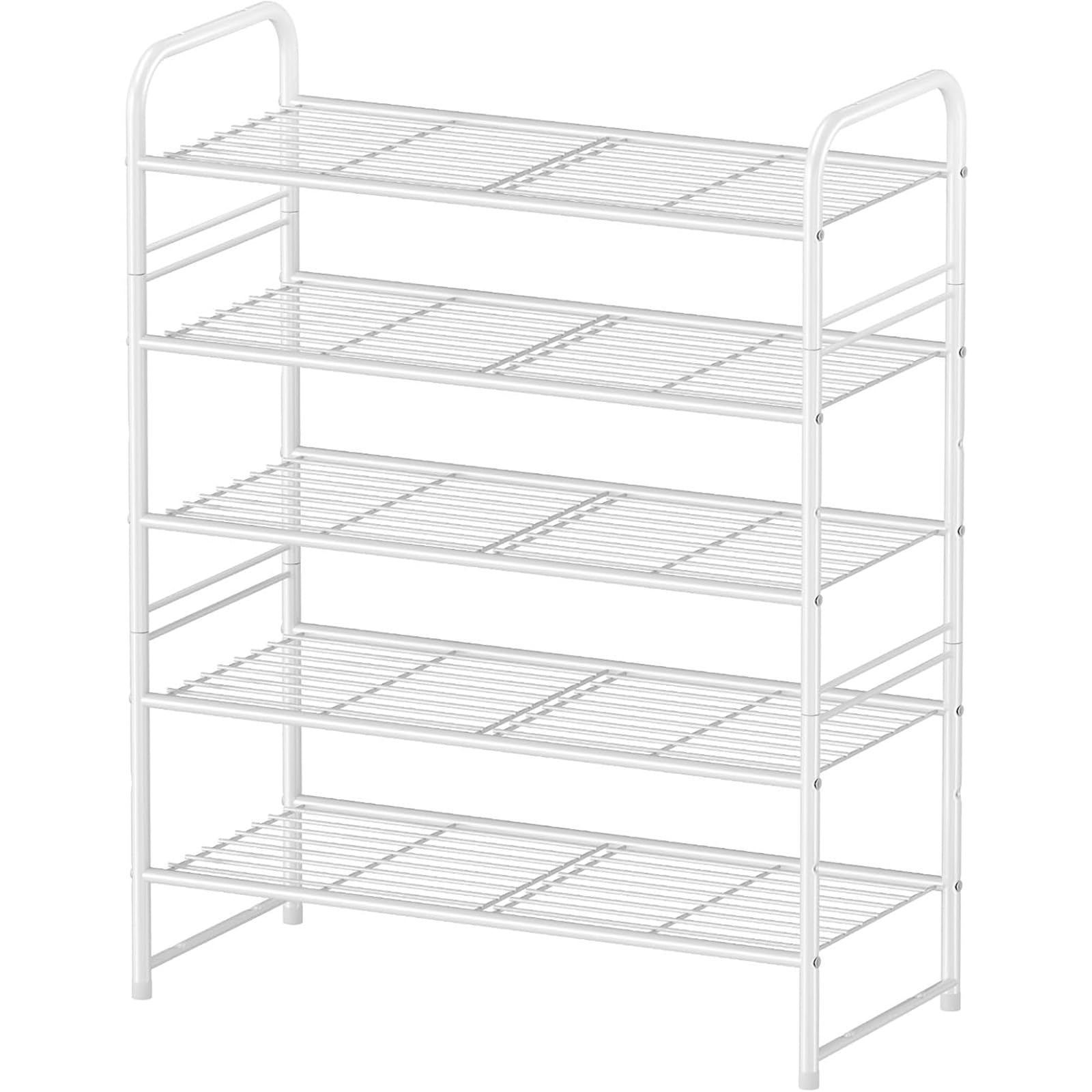 5 Tier Shoe Rack Closet Metal Heavy Duty, Stackable, Black