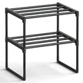 SONGMICS Shoe Rack, 4-Tier Shoe Organizer, Metal Storage Shelf, Upright or Upside Down, for 20-25 Pairs, Stackable, for Entryway, 11.8 x 36.2 x 29.1 Inches, Black ULSA14BK