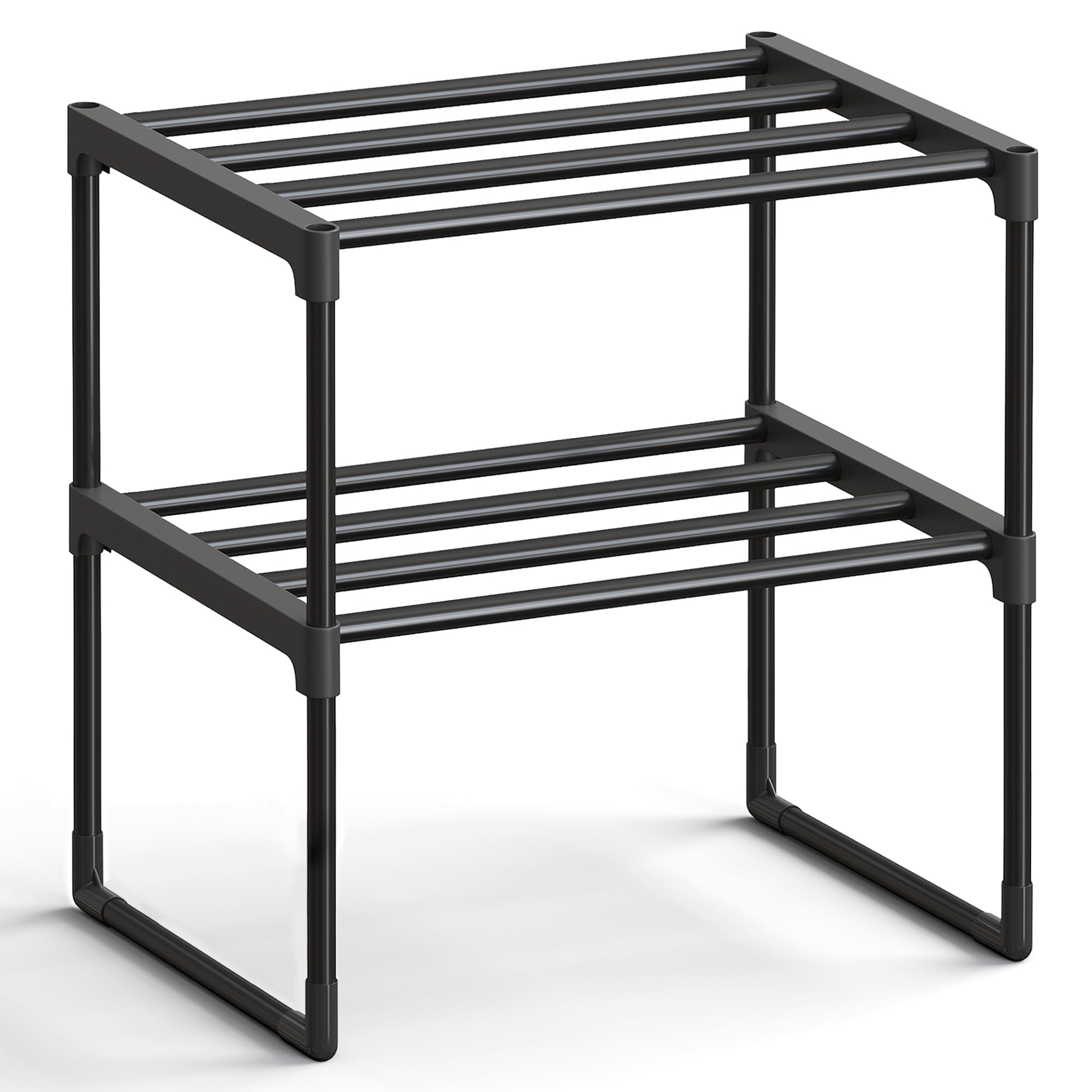 SONGMICS Shoe Rack, 4-Tier Shoe Organizer, Metal Storage Shelf, Upright or Upside Down, for 20-25 Pairs, Stackable, for Entryway, 11.8 x 36.2 x 29.1 Inches, Black ULSA14BK