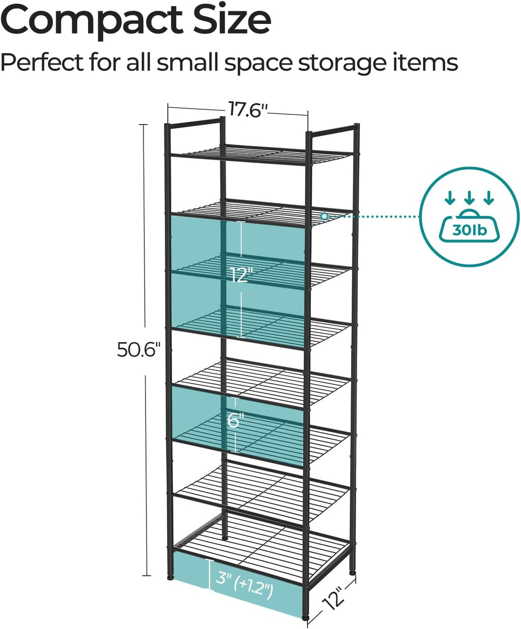 SONGMICS Narrow Shoe Rack, Sturdy 8 Tier Metal Tall Shoe Rack Shelf, Slim Shoe Storage Organizer for Closet Entryway Small Spaces, Vertical Shoe Stand Tower for 18 Pairs Shoes, Easy Assembly, Black