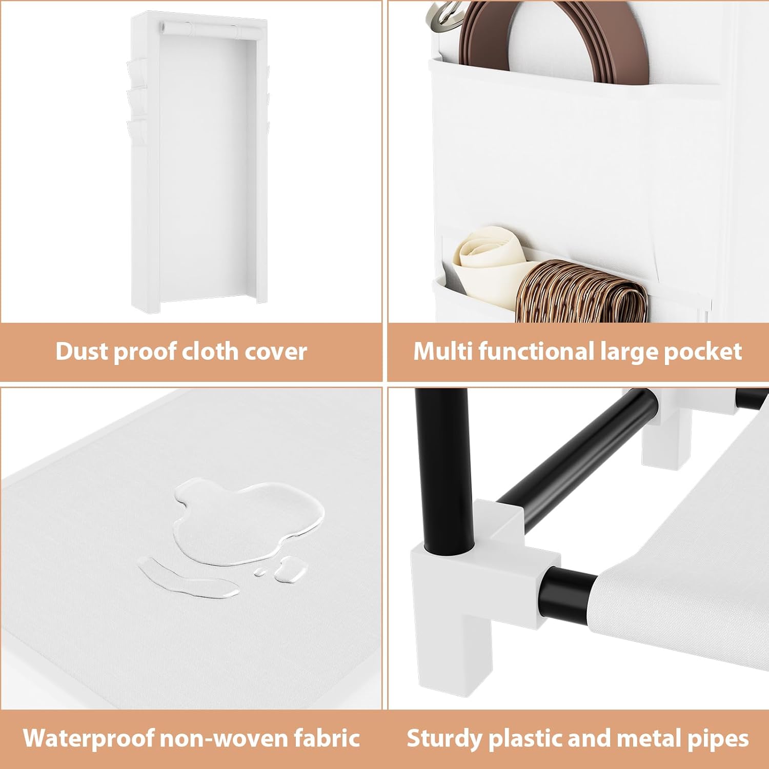 VTRIN Vertical Narrow Shoe Rack Organizer Tall Shoe Rack for Closet Entryway 10 Tier Non-Woven Cover Shoe Shelf Holds 36-41 Pairs Free Standing Shoe Storage Cabinet with Dustproof Cover, White