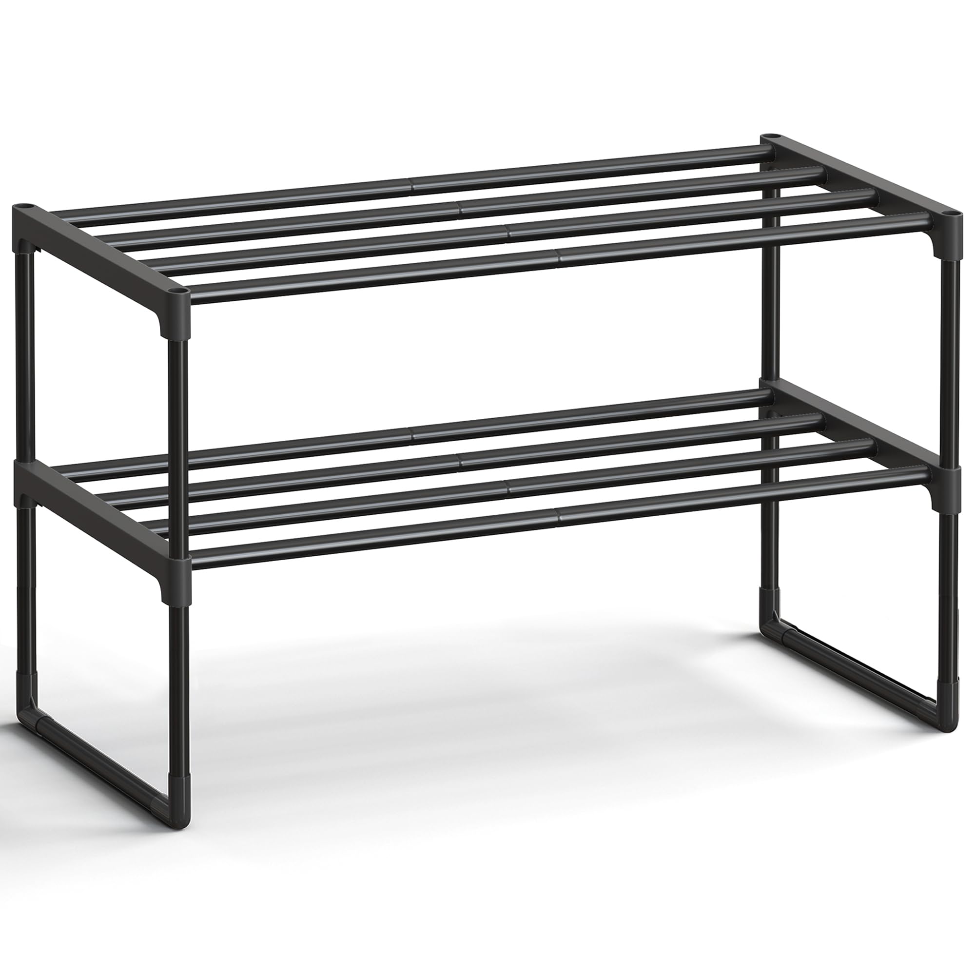 SONGMICS Shoe Rack, 4-Tier Shoe Organizer, Metal Storage Shelf, Upright or Upside Down, for 20-25 Pairs, Stackable, for Entryway, 11.8 x 36.2 x 29.1 Inches, Black ULSA14BK