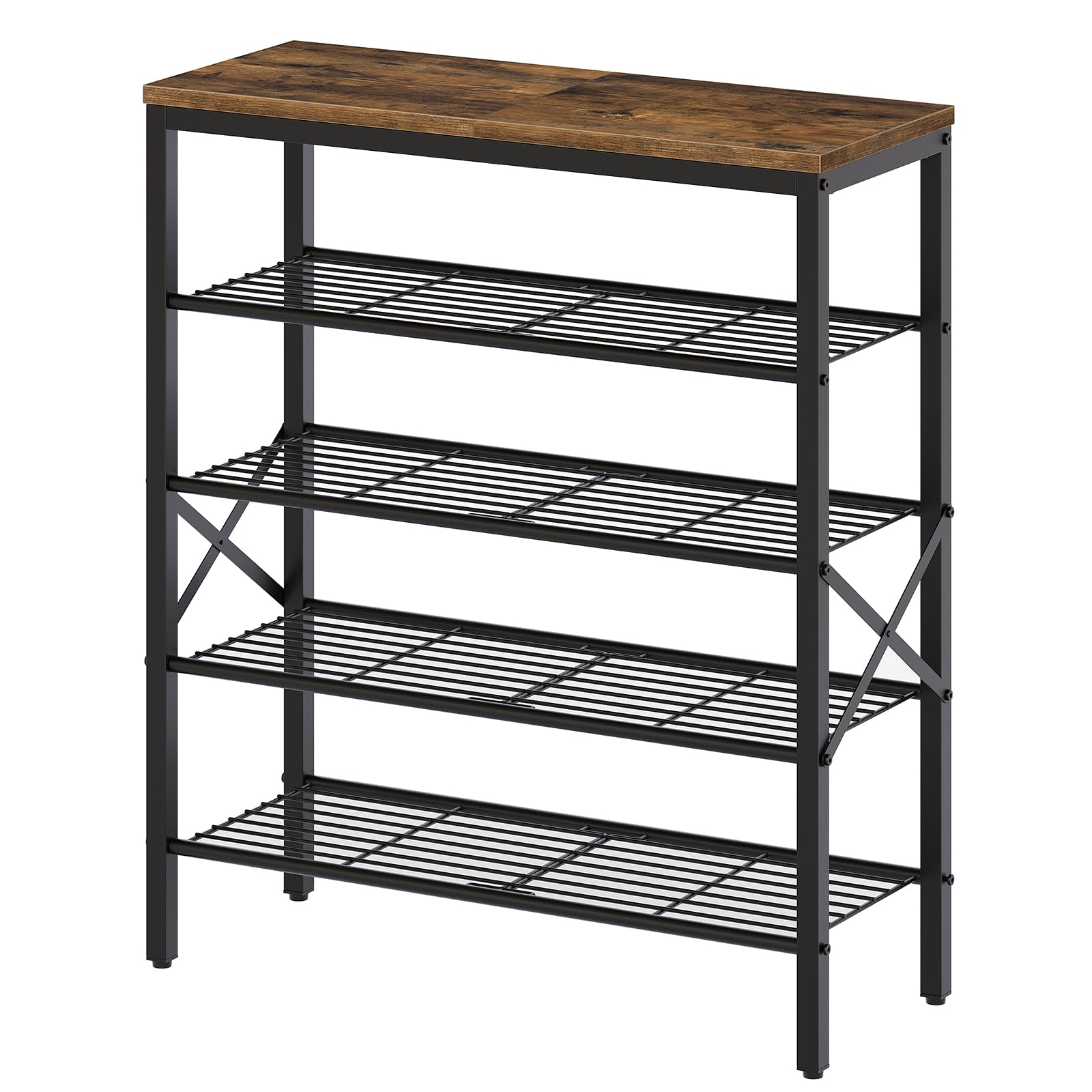 YATINEY 10 Tier Shoe Rack, Large Capacity Shoe Storage Organizer Holds 40 Pairs, Sturdy and Stable, for Entryway, Hallway, Closet, Dorm Room, Rustic Brown SS10BR