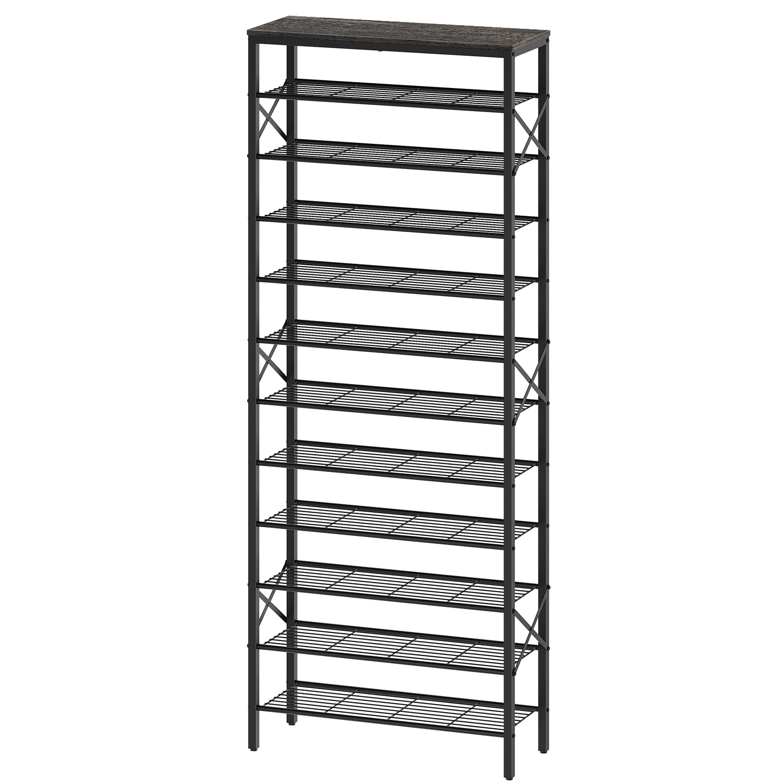 YATINEY 10 Tier Shoe Rack, Large Capacity Shoe Storage Organizer Holds 40 Pairs, Sturdy and Stable, for Entryway, Hallway, Closet, Dorm Room, Rustic Brown SS10BR