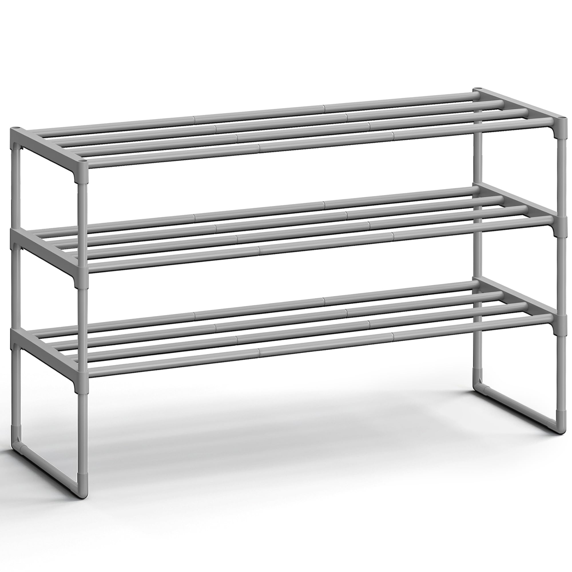 SONGMICS Shoe Rack, 4-Tier Shoe Organizer, Metal Storage Shelf, Upright or Upside Down, for 20-25 Pairs, Stackable, for Entryway, 11.8 x 36.2 x 29.1 Inches, Black ULSA14BK