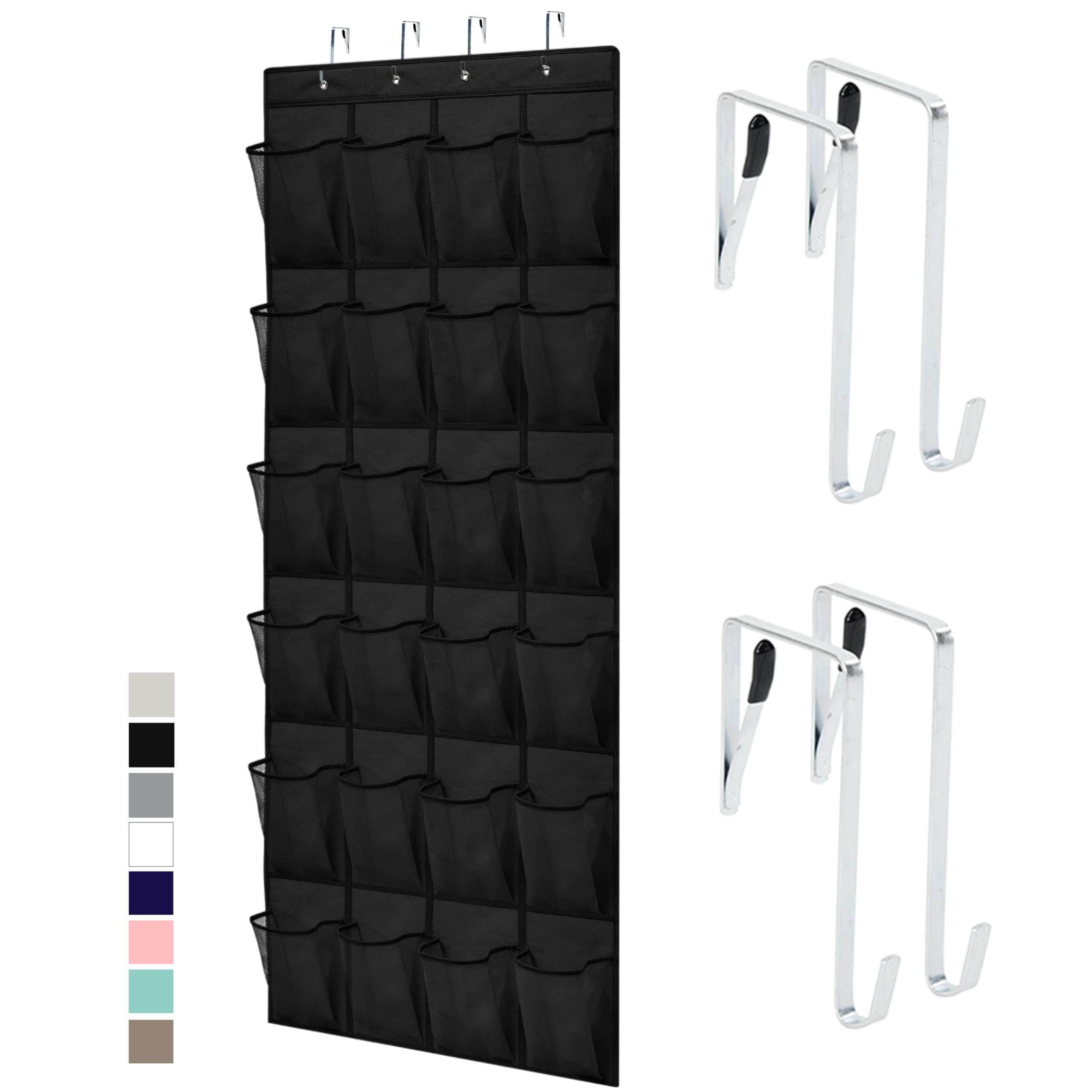GORILLA GRIP Over the Door Shoe Organizer, 24 Large Breathable Mesh Pockets, Space Saving Hanging Storage Holder, Closet Rack Hanger Holds Up to 40 lbs, Hangs on Closets for Shoes, Accessories, Linen