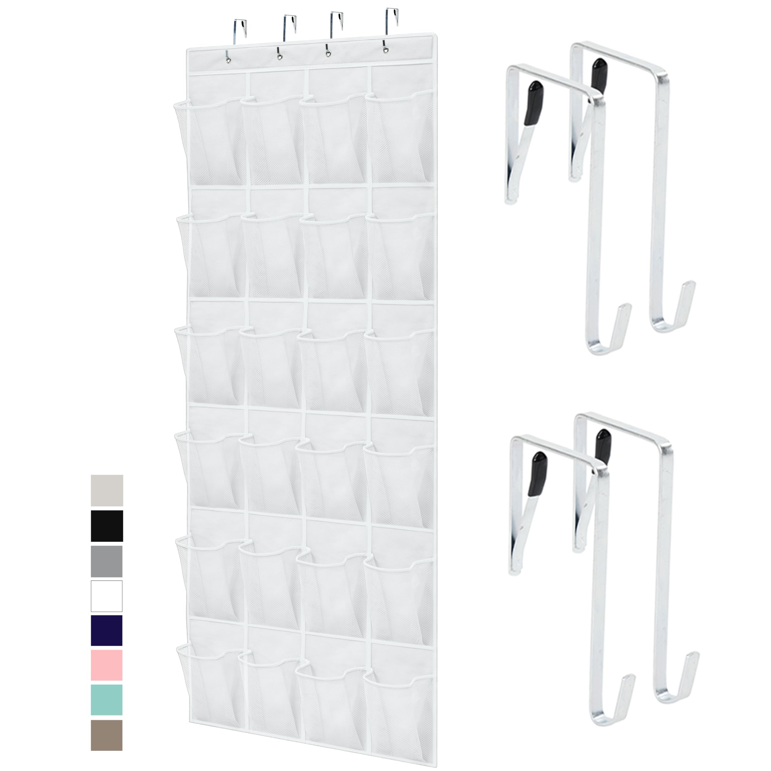 GORILLA GRIP Over the Door Shoe Organizer, 24 Large Breathable Mesh Pockets, Space Saving Hanging Storage Holder, Closet Rack Hanger Holds Up to 40 lbs, Hangs on Closets for Shoes, Accessories, Linen