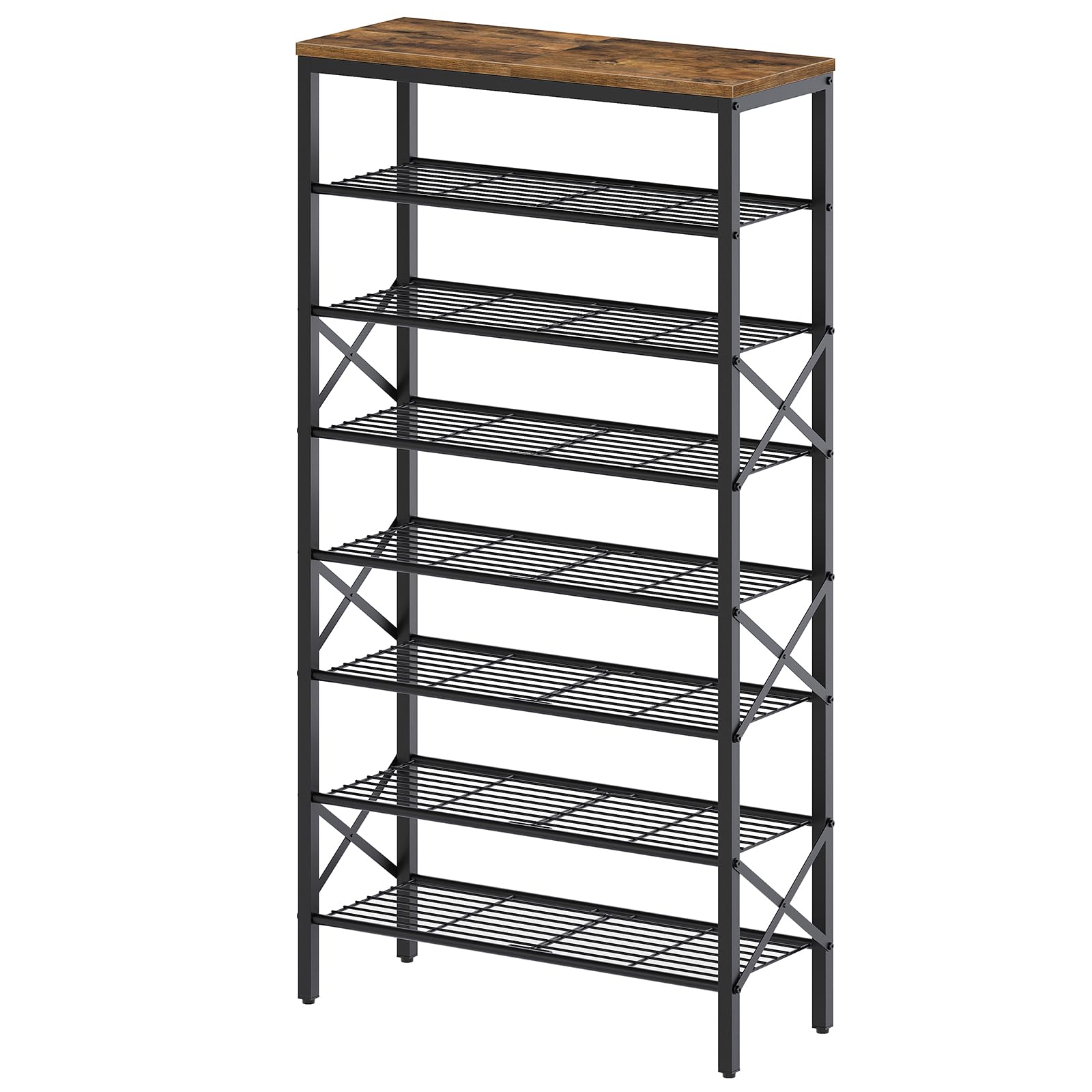 YATINEY 10 Tier Shoe Rack, Large Capacity Shoe Storage Organizer Holds 40 Pairs, Sturdy and Stable, for Entryway, Hallway, Closet, Dorm Room, Rustic Brown SS10BR