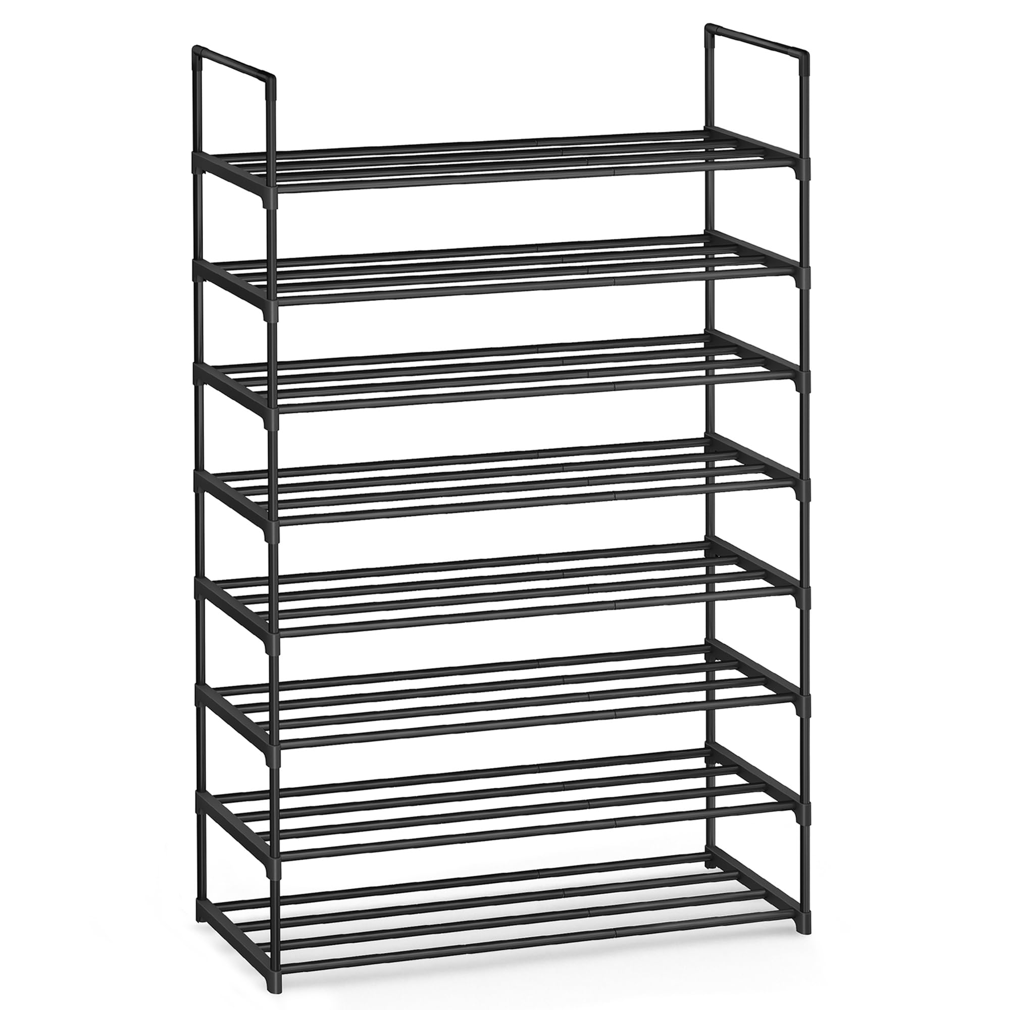 SONGMICS Shoe Rack, 4-Tier Shoe Organizer, Metal Storage Shelf, Upright or Upside Down, for 20-25 Pairs, Stackable, for Entryway, 11.8 x 36.2 x 29.1 Inches, Black ULSA14BK