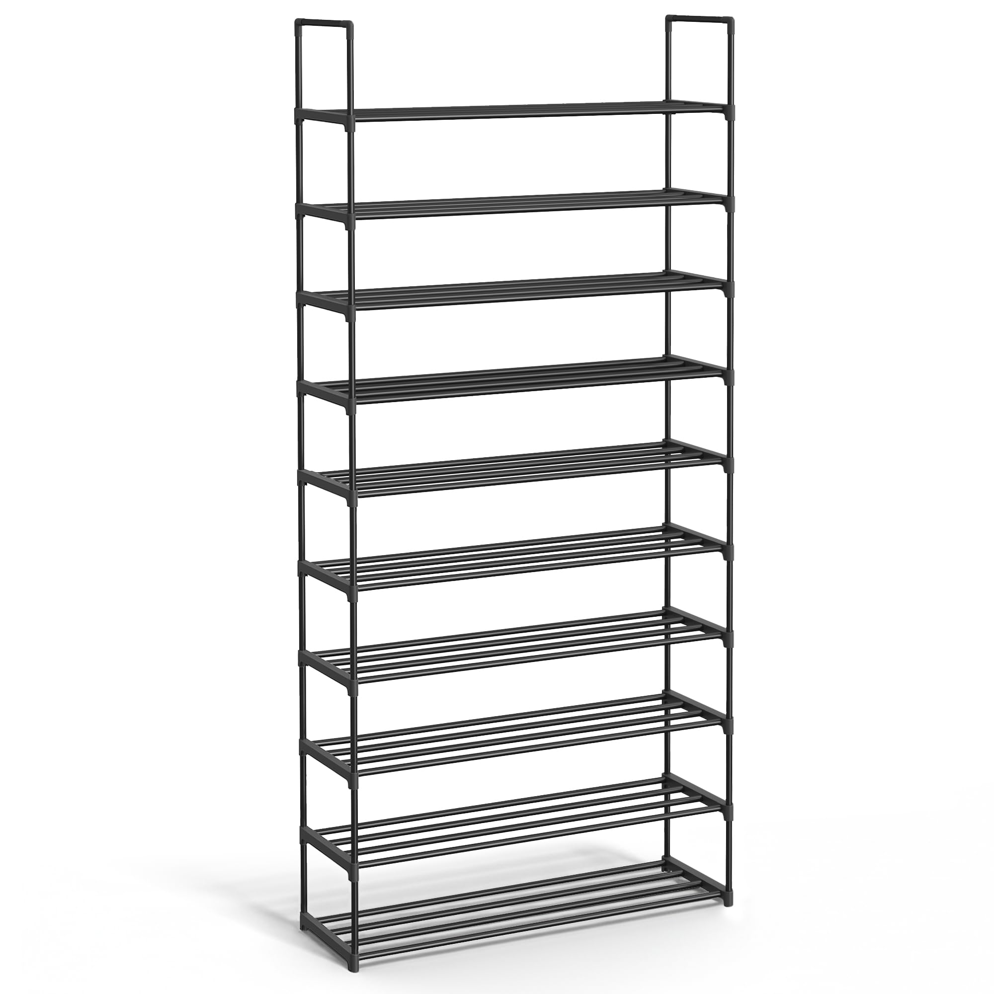 SONGMICS Shoe Rack, 4-Tier Shoe Organizer, Metal Storage Shelf, Upright or Upside Down, for 20-25 Pairs, Stackable, for Entryway, 11.8 x 36.2 x 29.1 Inches, Black ULSA14BK