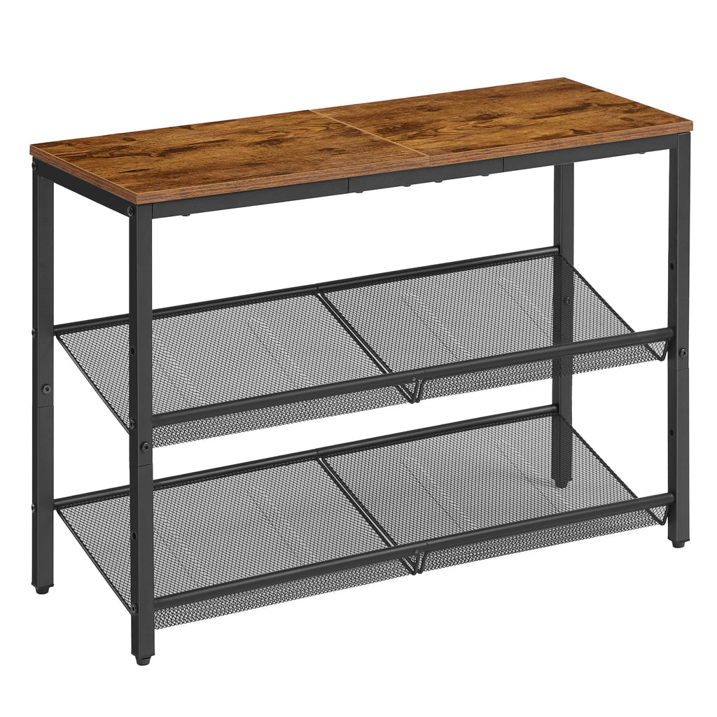 VASAGLE Shoe Rack for Entryway, 5-Tier Shoe Rack Organizer with Storage Shelves and Spacious Top, Freestanding, Adjustable, Industrial, Rustic Brown and Ink Black ULBS038B01