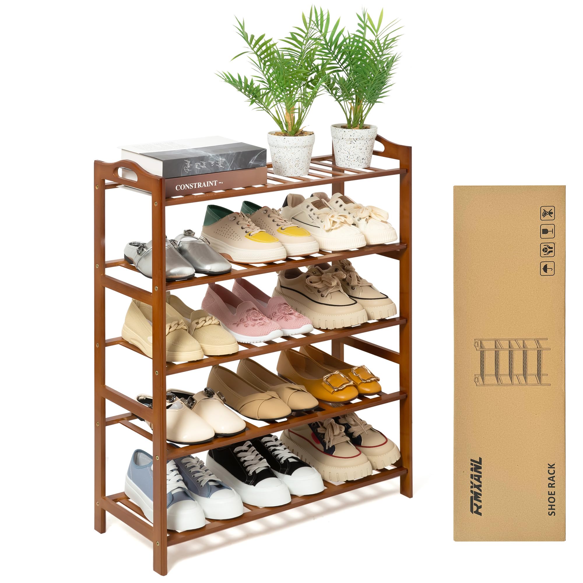 3 Tier Bamboo Shoe Rack, Shoe Shelf Shoes Rack Shoe Organizer for Closet, Entryway, Bedroom, Living Room, Front Door, Studio, Bathroom