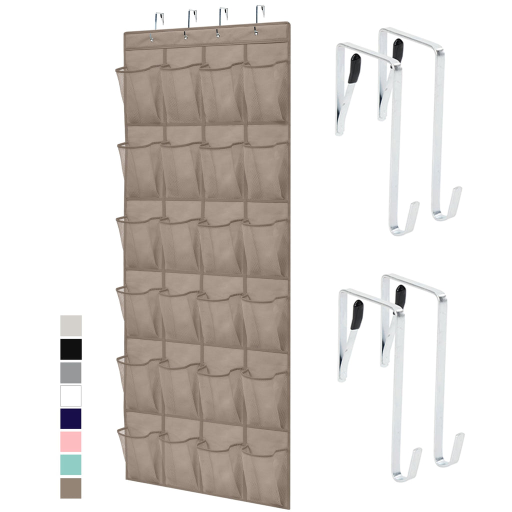 GORILLA GRIP Over the Door Shoe Organizer, 24 Large Breathable Mesh Pockets, Space Saving Hanging Storage Holder, Closet Rack Hanger Holds Up to 40 lbs, Hangs on Closets for Shoes, Accessories, Linen