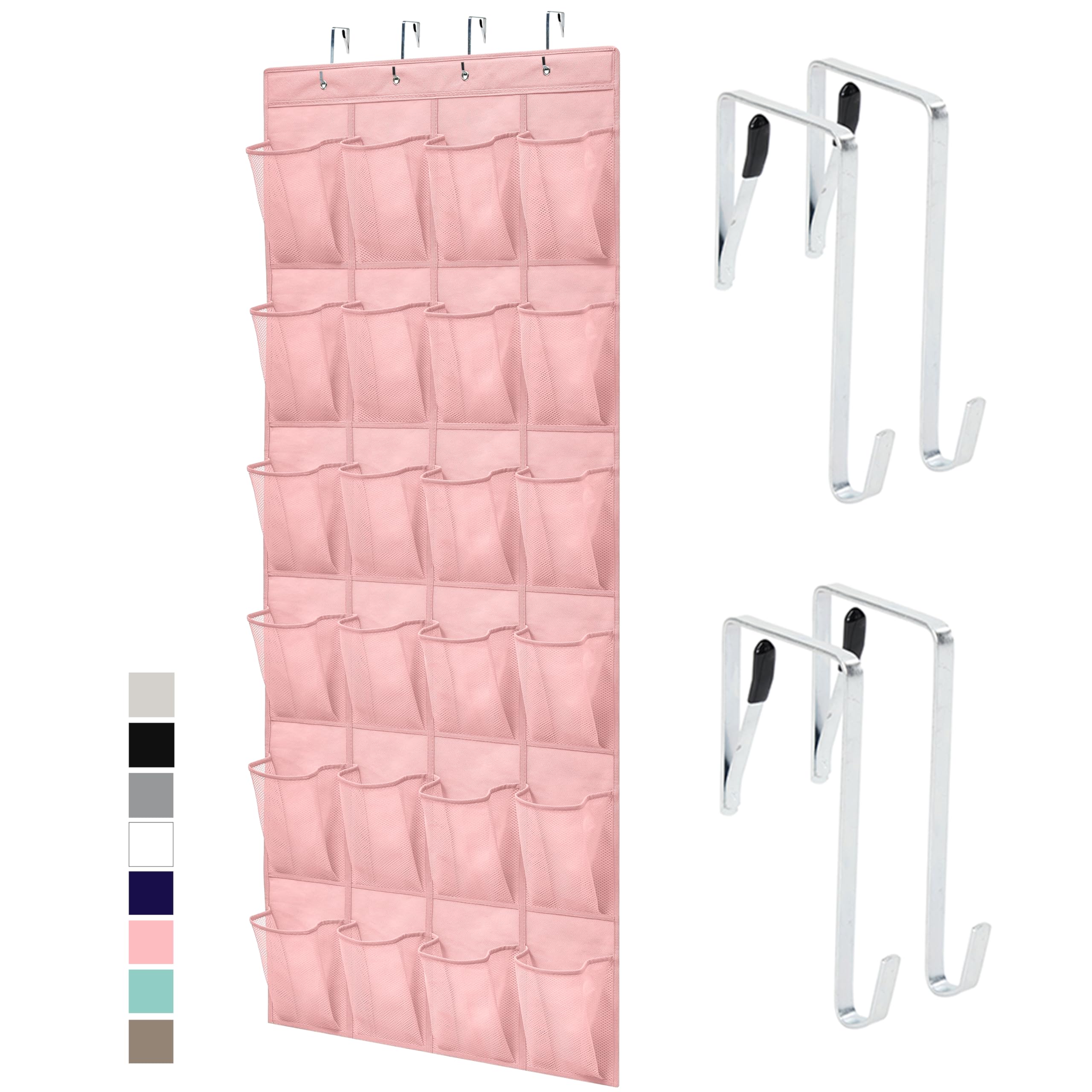 GORILLA GRIP Over the Door Shoe Organizer, 24 Large Breathable Mesh Pockets, Space Saving Hanging Storage Holder, Closet Rack Hanger Holds Up to 40 lbs, Hangs on Closets for Shoes, Accessories, Linen