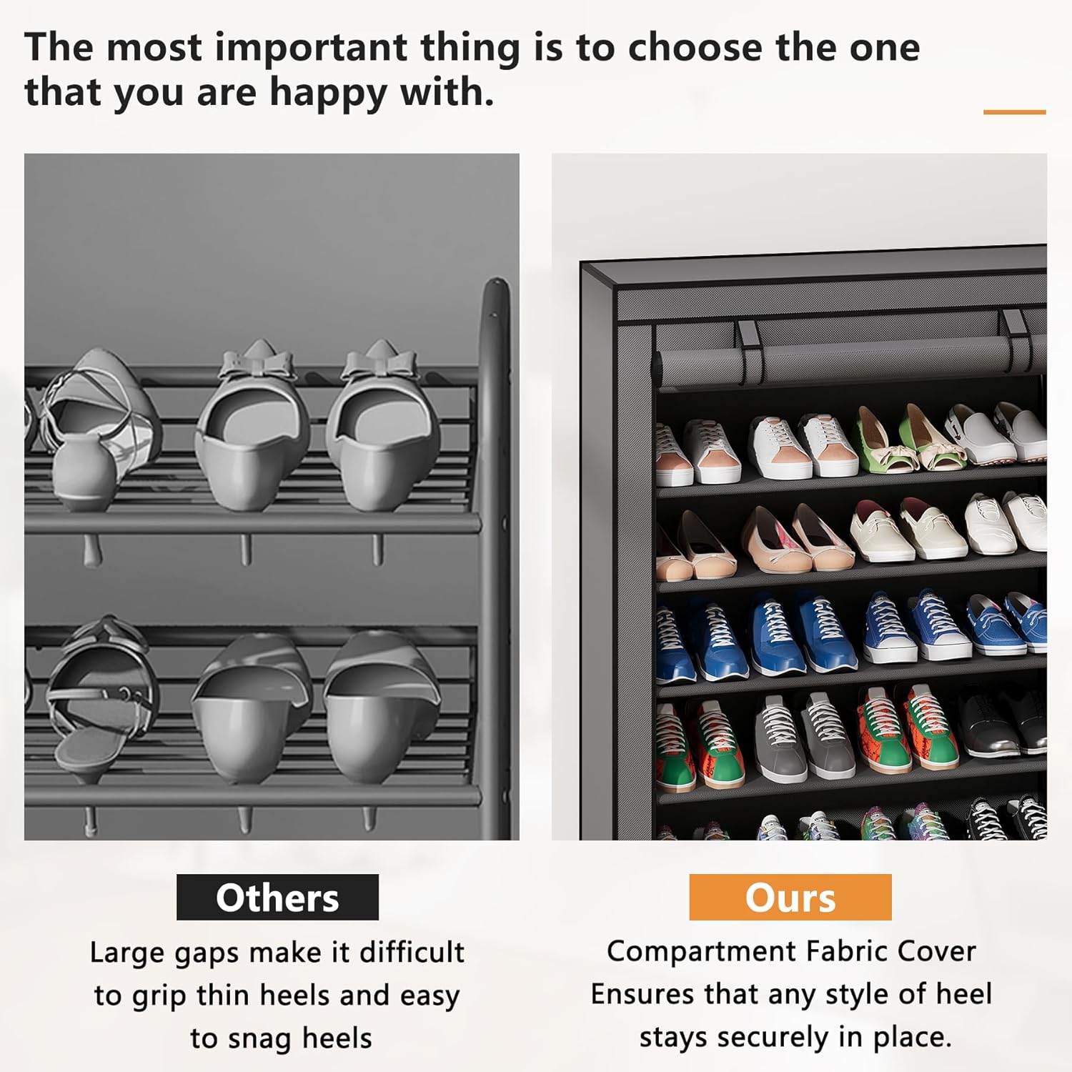 Laiensia 7-Tier Vertical Shoe Rack Organizer, Space Saving Shoe Storage Organizer, Non-Woven Cover Shoe Shelf Holds 28-35 Pairs for Bedroom, Hallway, Closet Entryway, Grey