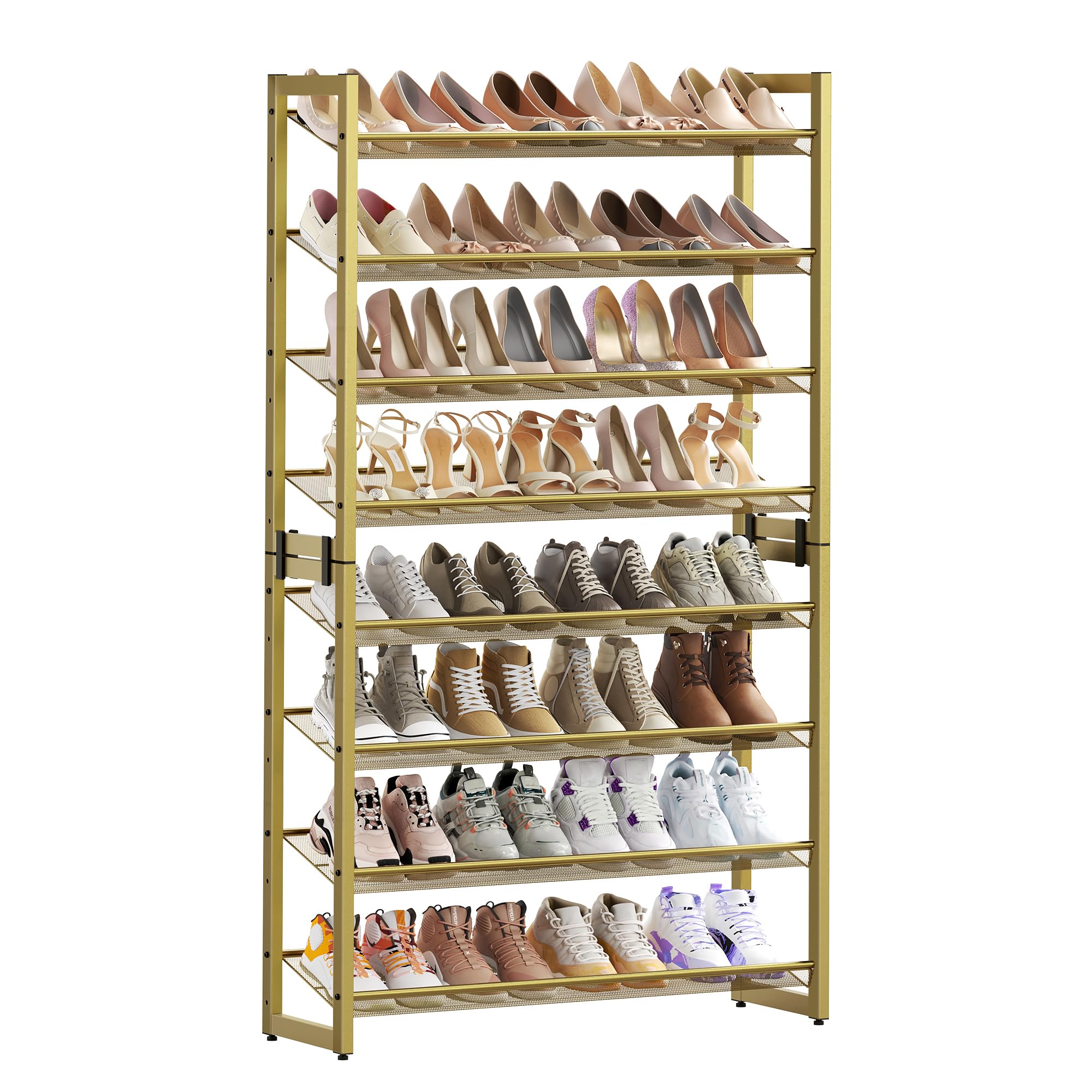 SONGMICS Shoe Rack, 12-Tier Shoe Organizer, Metal Rack for Garage, Set of 2, 6-Tier Stackable Shelf, with Adjustable Flat or Angled Shelves, Holds 48-60 Pairs, Bronze ULMR12A