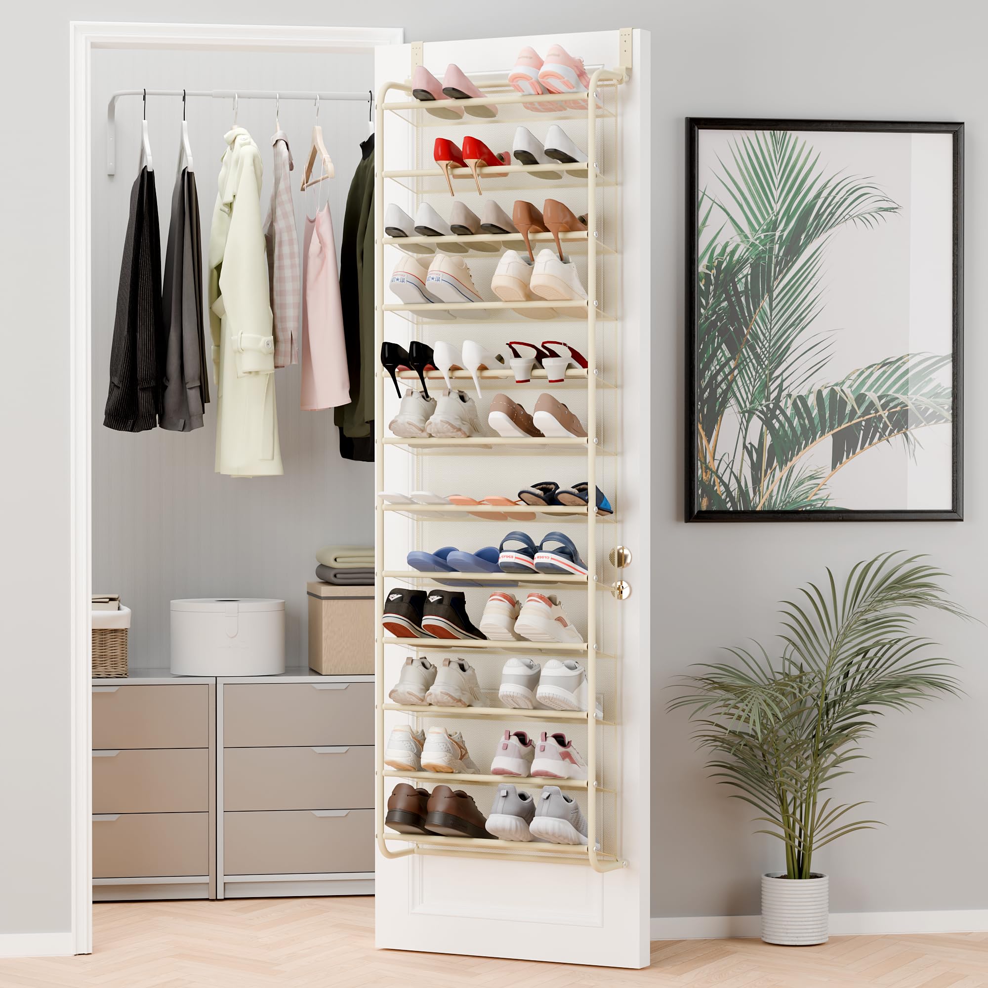 Whitmor 36 Pair Over-The-Door Rack-Gunmetal Gray Shoe Organizer