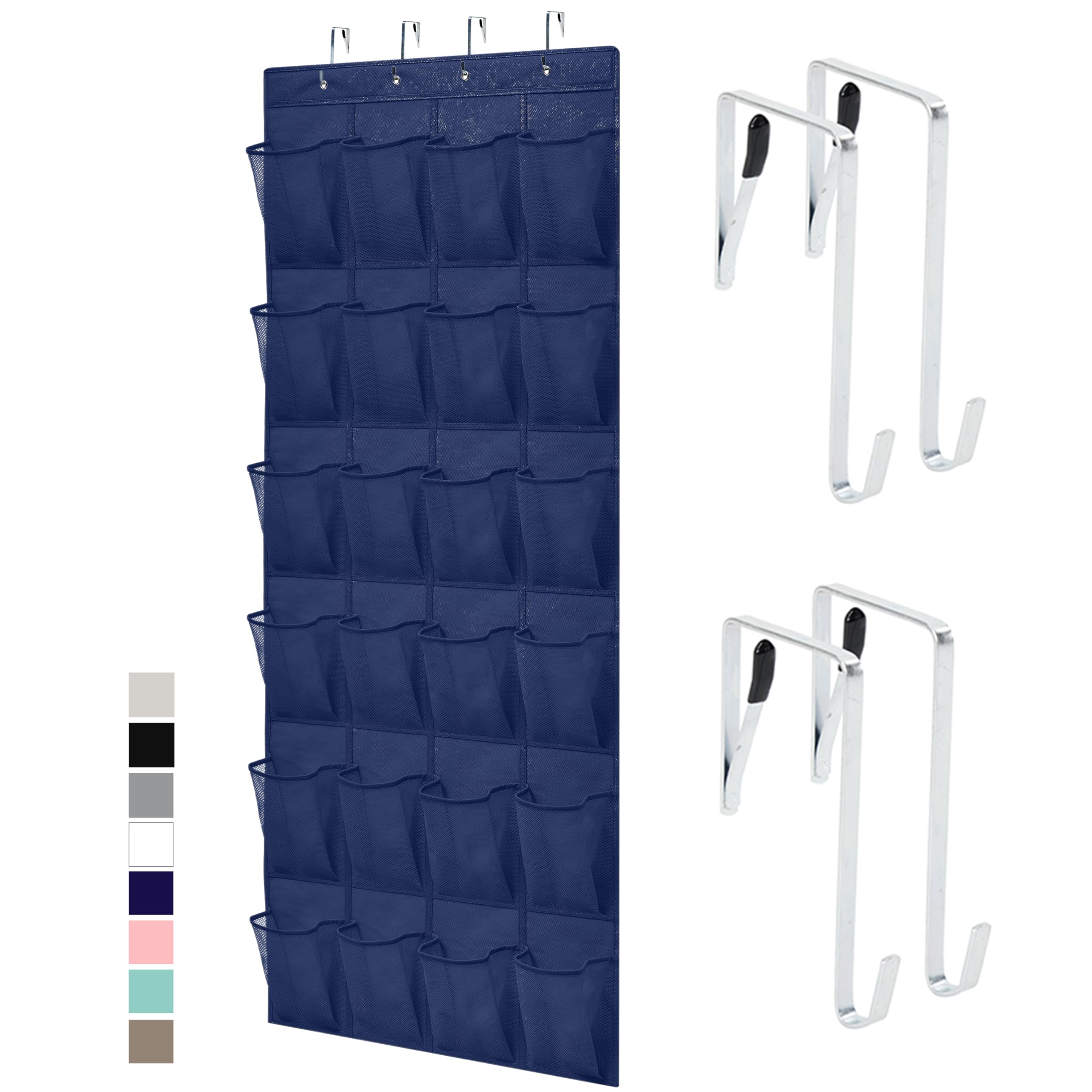 GORILLA GRIP Over the Door Shoe Organizer, 24 Large Breathable Mesh Pockets, Space Saving Hanging Storage Holder, Closet Rack Hanger Holds Up to 40 lbs, Hangs on Closets for Shoes, Accessories, Linen