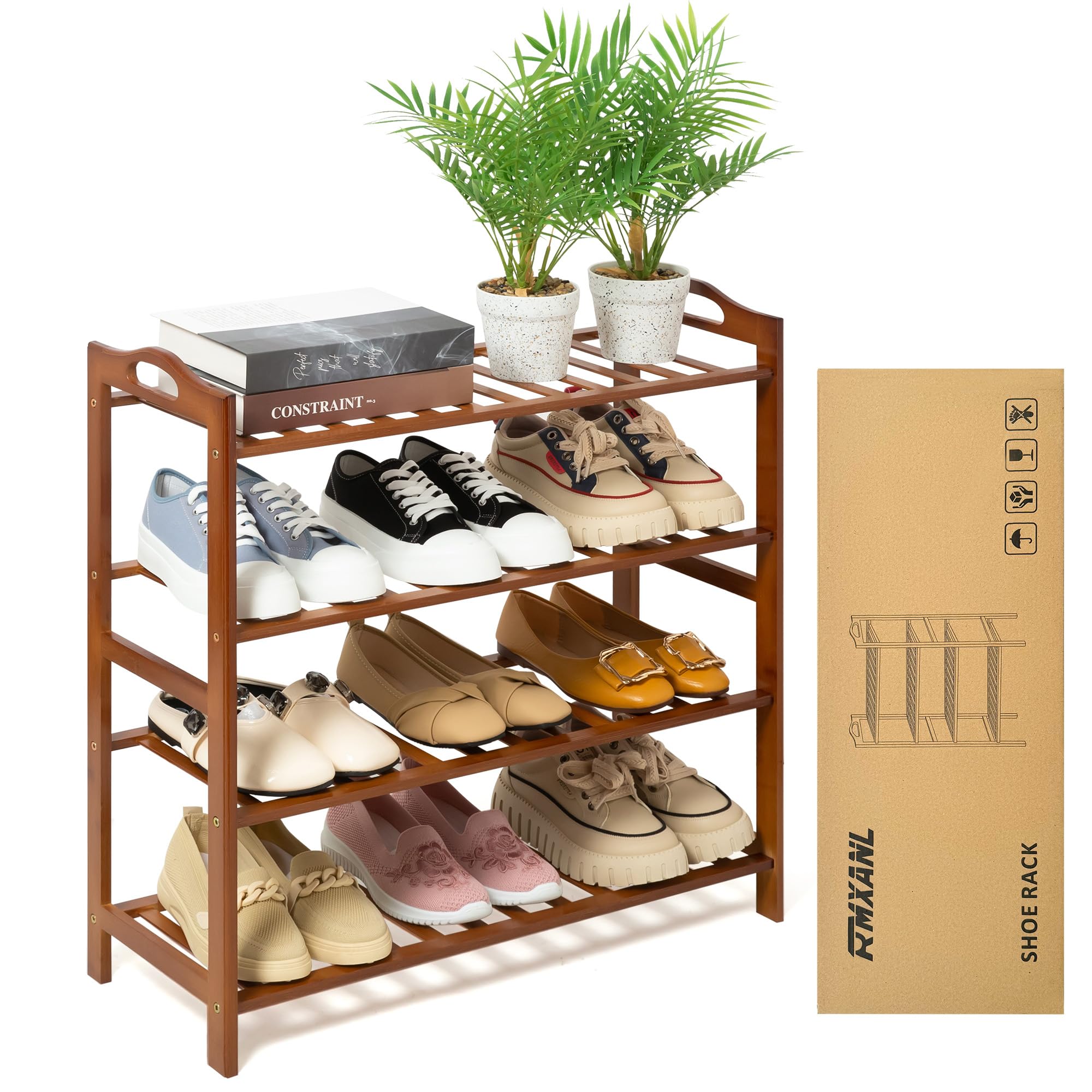3 Tier Bamboo Shoe Rack, Shoe Shelf Shoes Rack Shoe Organizer for Closet, Entryway, Bedroom, Living Room, Front Door, Studio, Bathroom