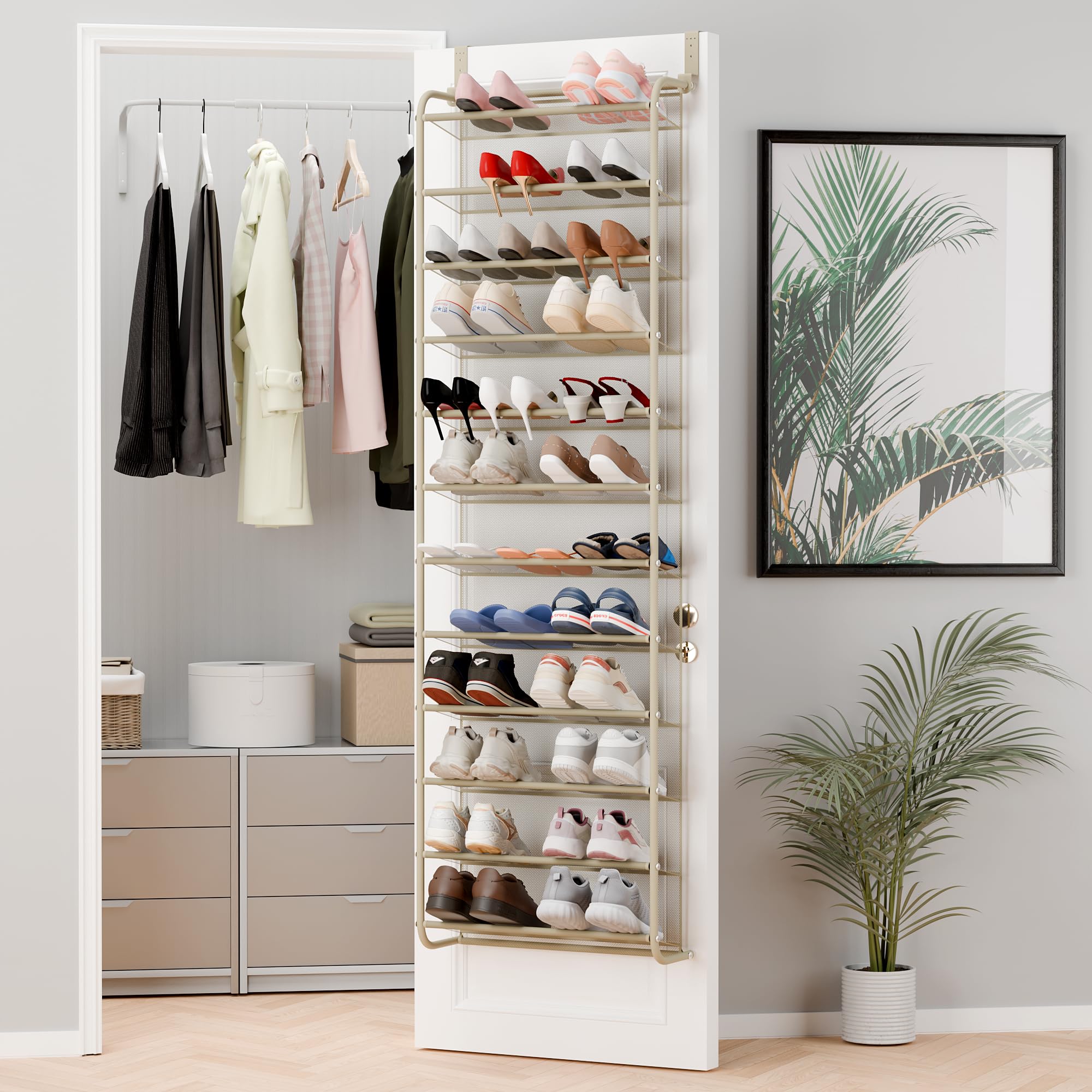 Whitmor 36 Pair Over-The-Door Rack-Gunmetal Gray Shoe Organizer